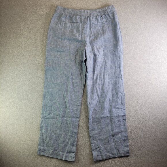 Athleta Pants Womens 16T Blue Retreat Linen Wide Leg Slit High Rise Yoga Studio - Picture 13 of 14